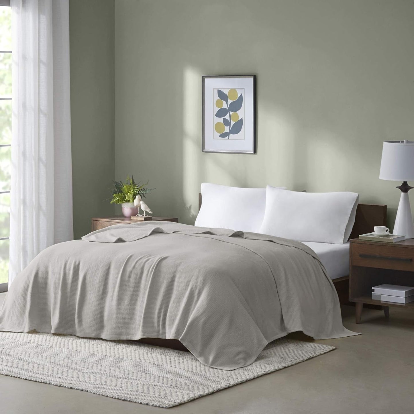Madison Park Freshspun Wicker Pătură de bumbac Twin Grey Paturi si Cuverturi Madison Park