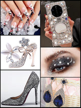 EBANKU Nail Art Strass Kit Multi Design Zubehör Mit 1 Pinzetten 1 Stück Wachsstifte Deko Diamanten Kristalle Perlen Edelsteine Bunt Pferdeaugen Strass Metall Nieten Für Nagel DIY (1 Stück (10Er Pack))