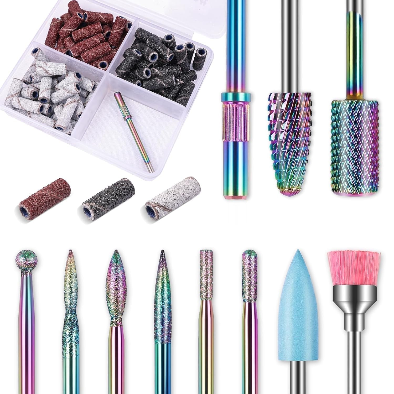 Depvko 30 Stück Nagelfräser Aufsätze Bits, 3/32'' Keramik Bohrer Für Nägel Acryl Diamant-Nagelhaut-Efile-Hartmetall-Entferner Für Zuhause Salon Gel, Maniküre Pediküre-Werkzeuge (Inklusive 3 Etueln)
