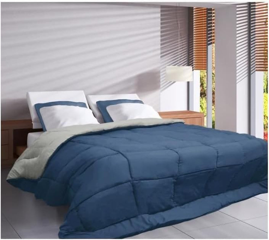 Poyet Motte Plapumă lavabilă cu capac fix - 140X200 Cm - Petrol blue/mastic beige Plapumi si pilote Naty Shop