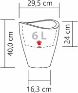 Scheurich Wave Globe High, recipient înalt din plastic, granit negru, diametru 29,8 cm, înălțime 40 cm, volum 6 l.