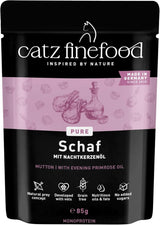 Hrană umedă pentru pisici Catz Finefood Purrrr Sheep Monoprotein nr. 113, pentru pisici cu digestie sensibilă, conținut de carne de 70%, 16 pliculețe a câte 85 g