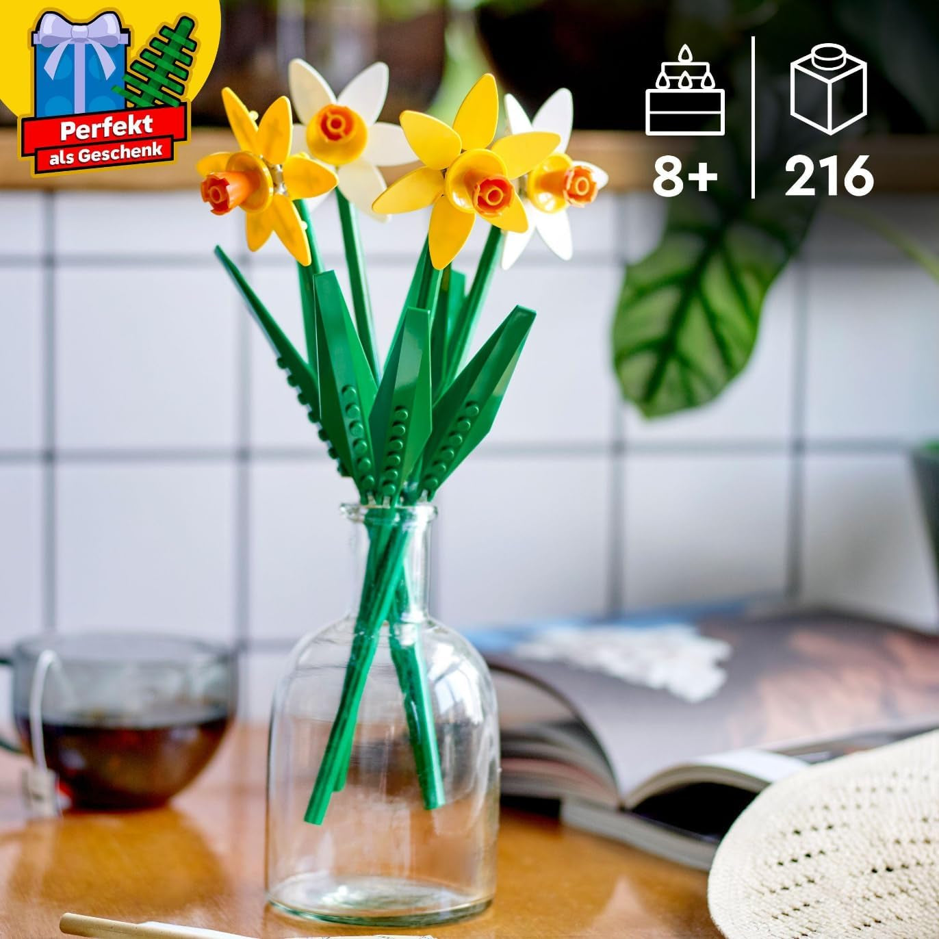 Narcise LEGO Botanicals - Cadouri de Paște pentru fete și băieți - Flori artificiale pentru copii - Buchet de flori ca decor pentru cameră sau birou - Cadou pentru femei - 40747 Seturi de constructie Besuche den LEGO-Store