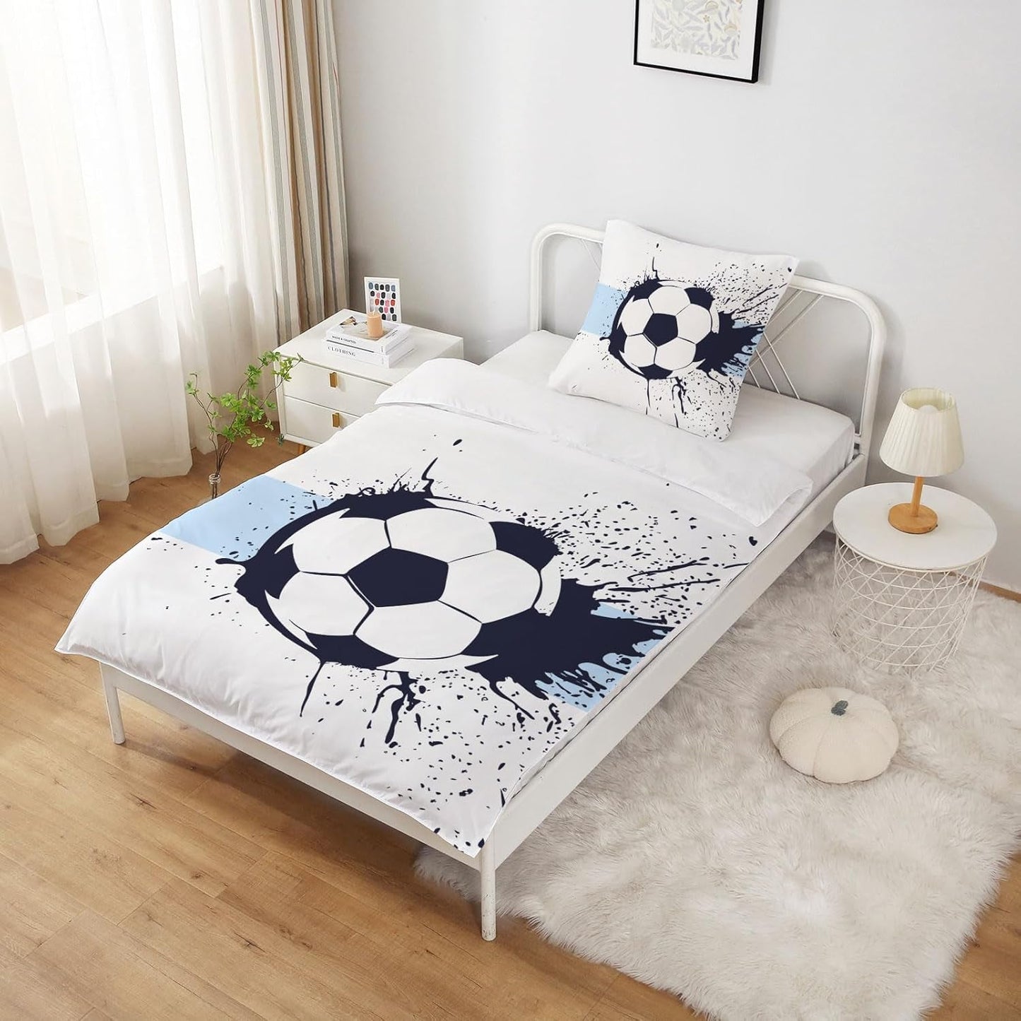 Lenjerie de pat pentru baieti, fotbal, poliester microfibra Lenjerie de pat - copii Naty Shop
