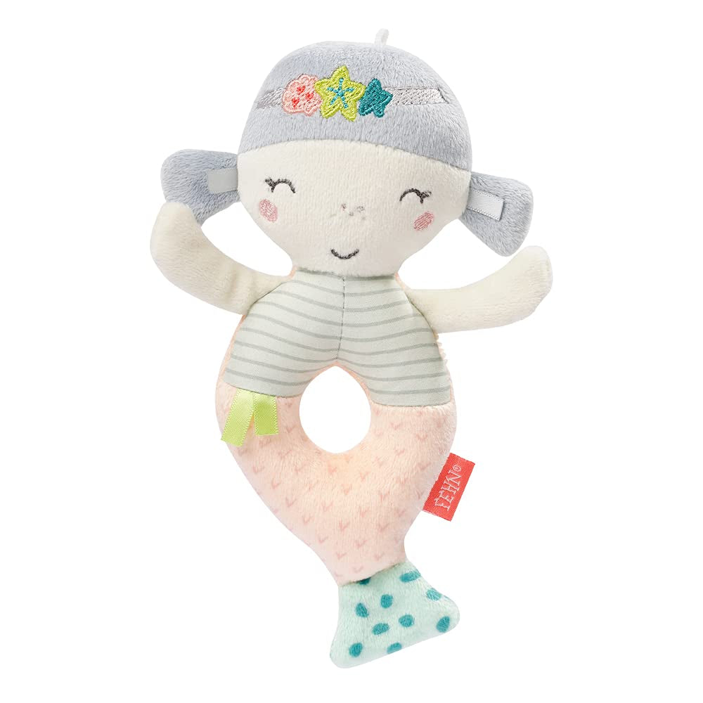 Fehn baby inel de prindere jucărie oaie fehnNATUR - jucărie de pluș cu bumbac organic - jucărie pentru copii cu clopoțel și jucărie pentru învățare jucăușă - jucărie de prindere pentru bebeluși și copii mici de la 0+ luni Jucarii Bebe Naty Shop Sirenă