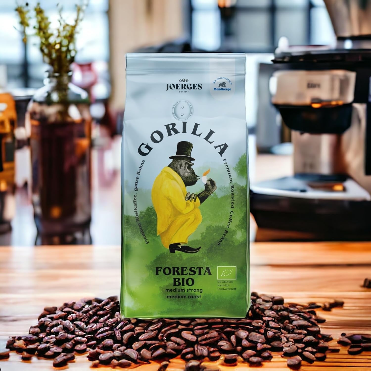 Cafea Gorilla Foresta 6 x 1000g boabe prăjite întregi | Amestec Arabica | Espressoare portafilter și complet automate | Cafea espresso