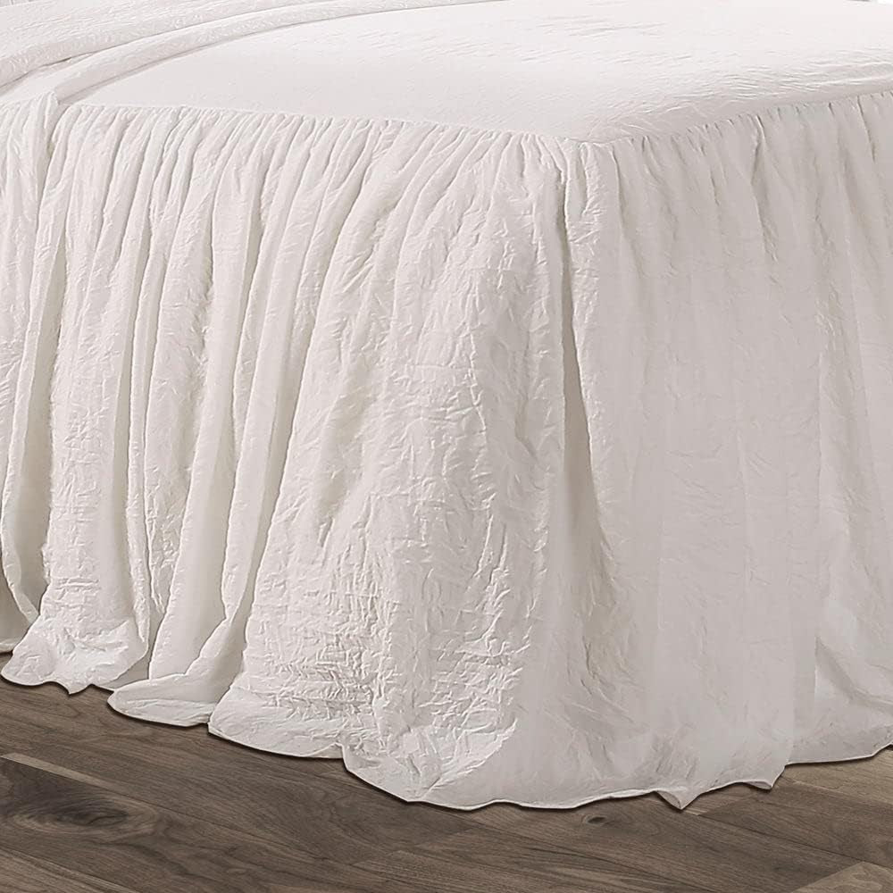 Cuvertură de pat Lush Decor cu fustă cu volane, poliester, alb, pat dublu Paturi si Cuverturi Lush Decor