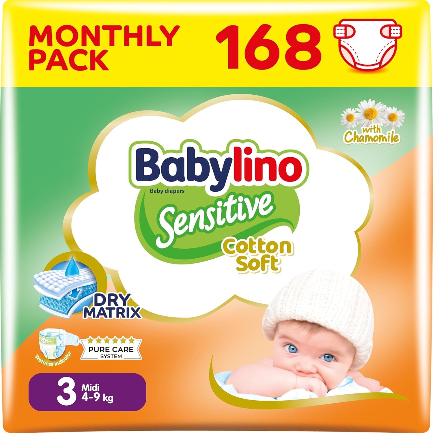Scutece pentru bebeluși sensibili, mărimea 6, extra mari (13-18 kg), 114 scutece