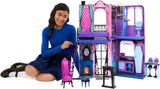 Casă de păpuși Monster High Buh-tique Hotel, set de joacă pliabil cu surprize înfricoșătoare în fiecare cameră și peste 13 piese de joacă, inclusiv mobilier și accesorii, JBF16