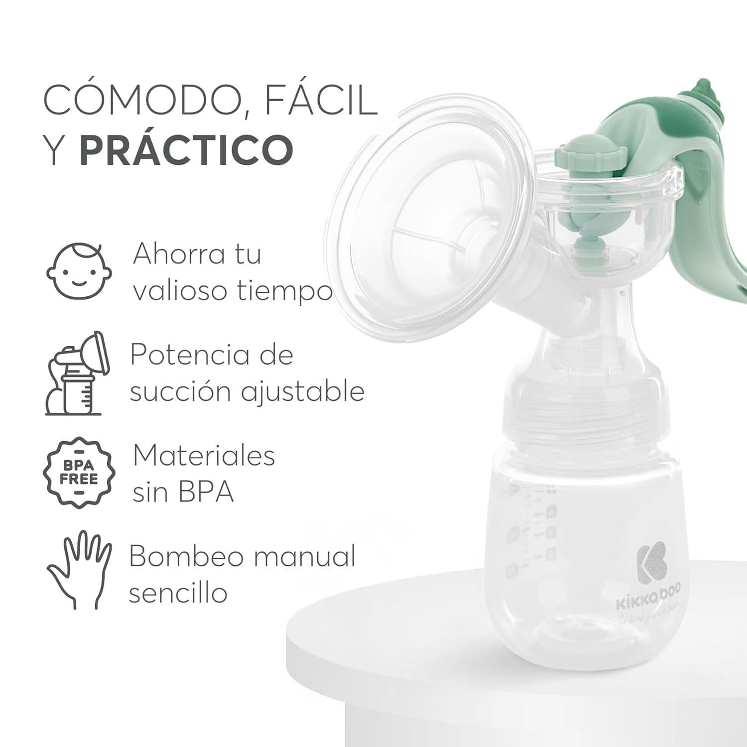 Pompă de sân Kikkaboo ELSIE, manuală cu 2 moduri, putere de aspirație reglabilă, cupă din silicon moale Accesorii Hrana si Alaptare Bebe Naty Shop