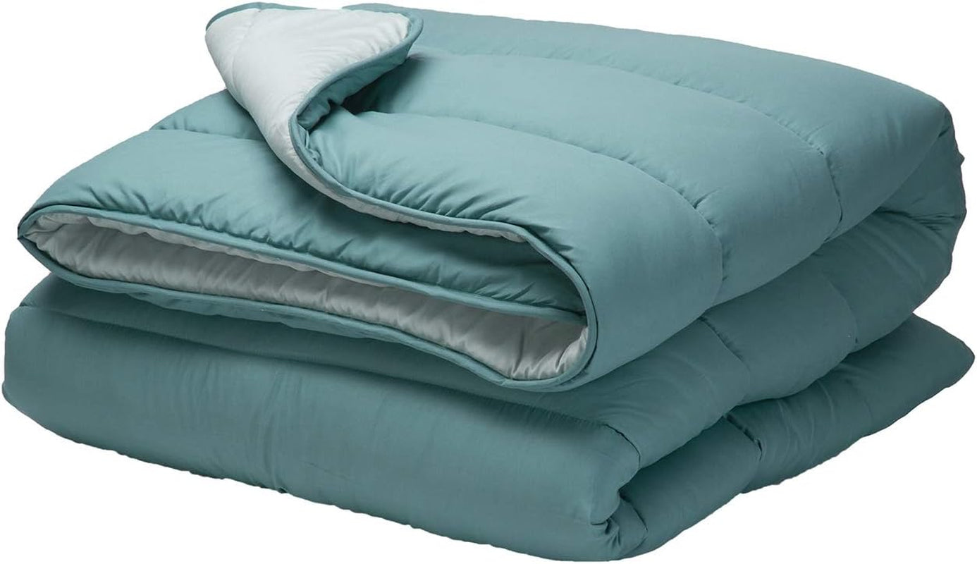 Pikolin Home - Plapumă reversibilă 300 G - Umplutură nordică bicoloră - Pentru pat 90 - Umplută cu pene, caldă, respirabilă, Gri deschis/gri natural, 150 X 220 Cm Plapumi si pilote Naty Shop Verde închis Perna 150/160 - 240 X 220 Cm