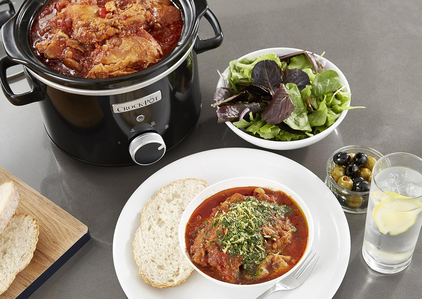 Slow cooker Crockpot, bol ceramic detașabil, ușor de curățat, 2,4 litri (1-2 persoane) Slow Cooker Naty Shop