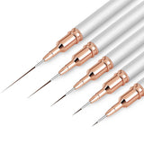 Pensule pentru unghii, 5 bucăți de pensule pentru conturul unghiilor, set de pensule pentru pictură și design, instrument de desen pentru puncte de unghii pentru linii lungi, detalii subțiri, desen fin în dimensiuni 6/9/12/15/18 mm, negru