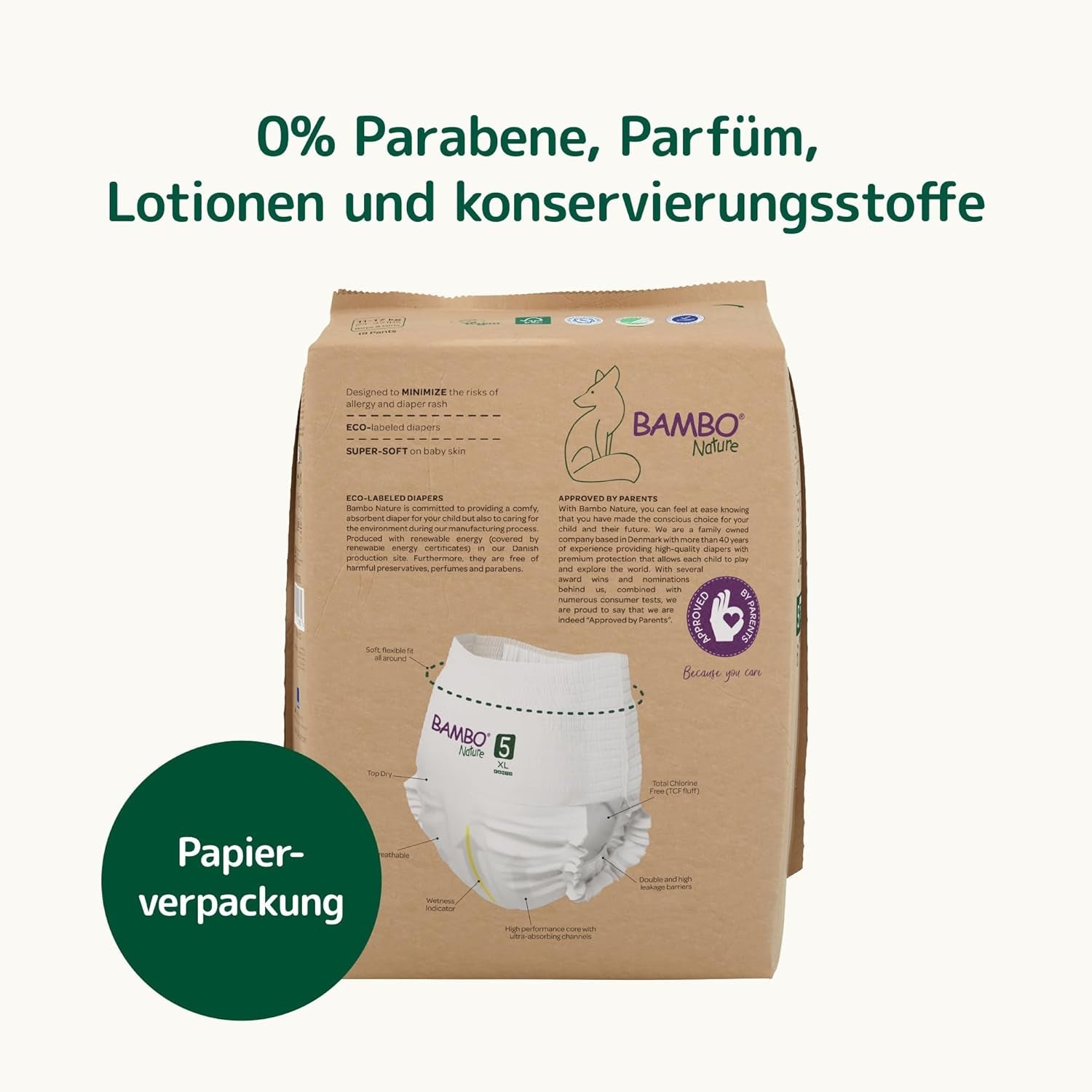 Scutece Bambo Nature, mărimea 5 (11-17 kg) - cutie lunară cu 95 bucăți | Scutece cu protecție îmbunătățită împotriva scurgerilor | Confort și libertate supreme pentru copiii activi | Scutece testate dermatologic