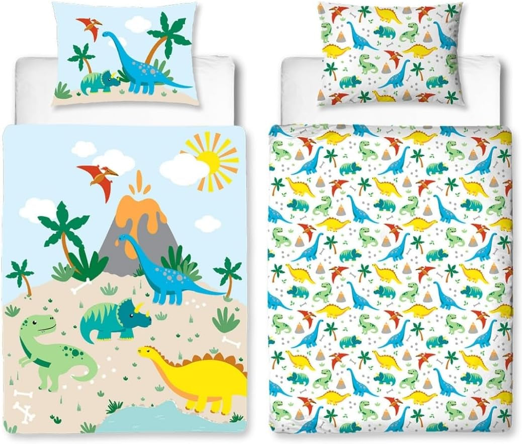Lenjerie de pat pentru copii, bumbac Lenjerie de pat - copii Naty Shop 100 X 135 + 40 X 60 Dino flanel