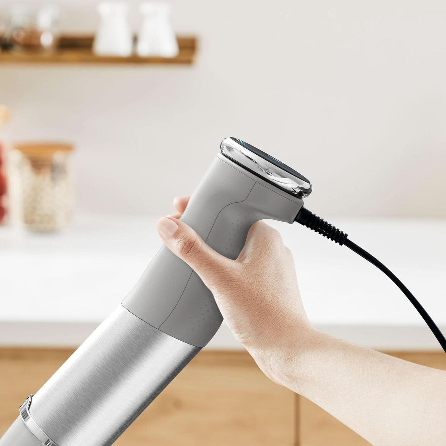 Tefal Quickchef+ 3-In-1 XL Stabmixer/Zerkleinerer/Schneebesen, 1000 W, Intuitive Geschwindigkeitsregelung, Turbo-Taste, Powelix-Messer-Technologie, Edelstahl, Grau, HB67MB30 Bucatarie Naty Shop