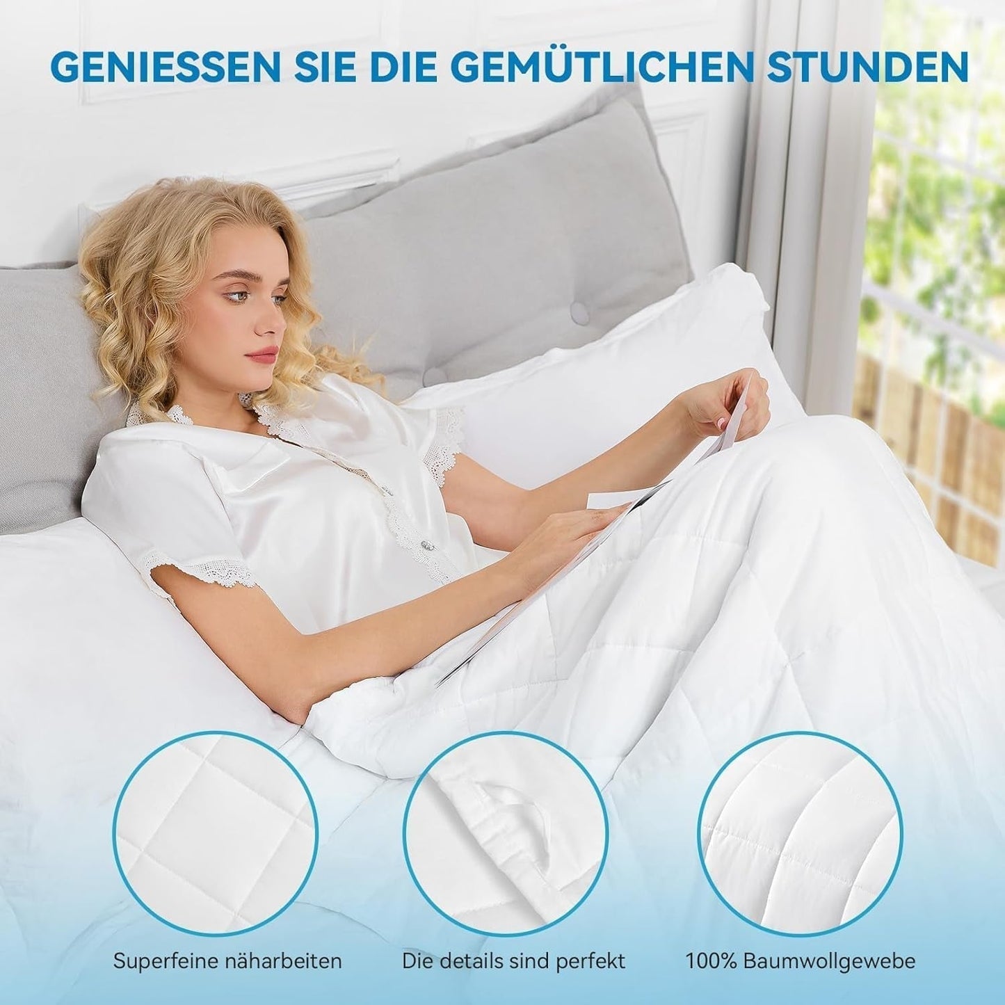 Pătură ponderată 7Kg 135X200Cm, pătură ponderată fabricată din bumbac 100%, pătură ponderată pentru adulți pentru somn profund, pătură grea, pătură de terapie antistres, pătură de relaxare Paturi si Cuverturi Besuche den Autsel-Store