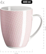 MÄSER Kitchen Time II, Set de veselă pentru 4 persoane, Serviciu combinat cu 16 piese în culori pastelate cu model subtil, Porțelan, Roz