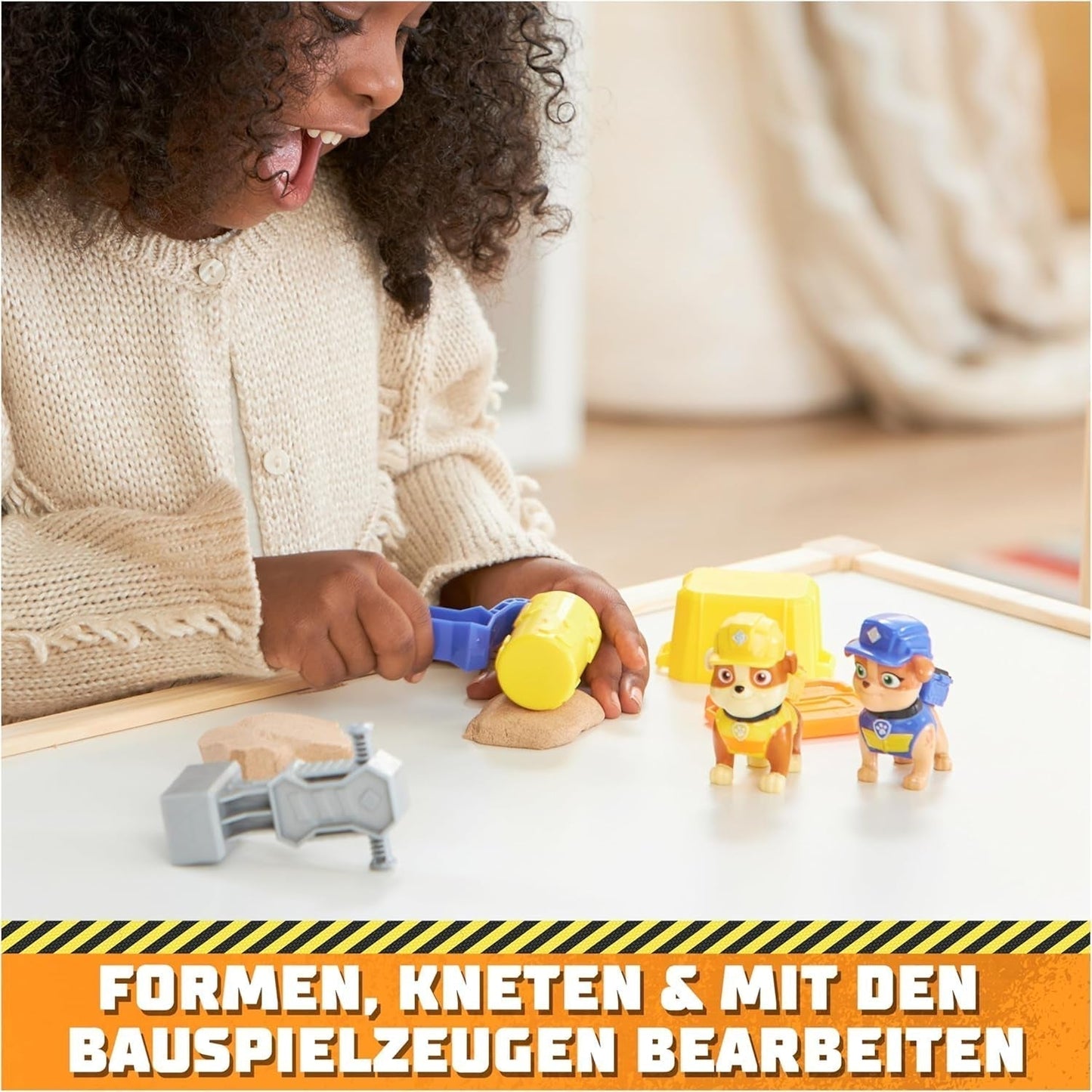 Rubble & Crew - Set de figurine de acțiune cu figurină Rubble & Mix, 2 jucării de construcție și 85G nisip cinetic de construcție, jucărie potrivită pentru copii de la 3 ani în sus Action figures Naty Shop