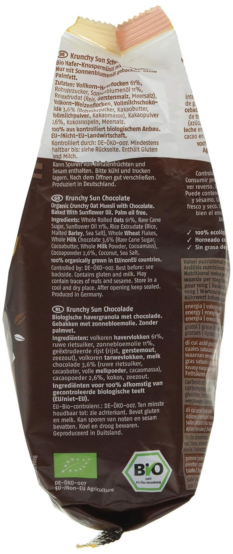Barnhouse Krunchy Sun | Muesli cu ciocolată | Ecologic | Vegetarian, 375 grame