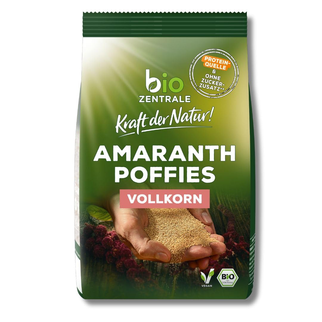 Pufuri cu amarant biozentrale | 125 g | vegan | boabe mici de amarant expandate | sursă de proteine | pentru muesli, iaurt și boluri colorate pentru micul dejun