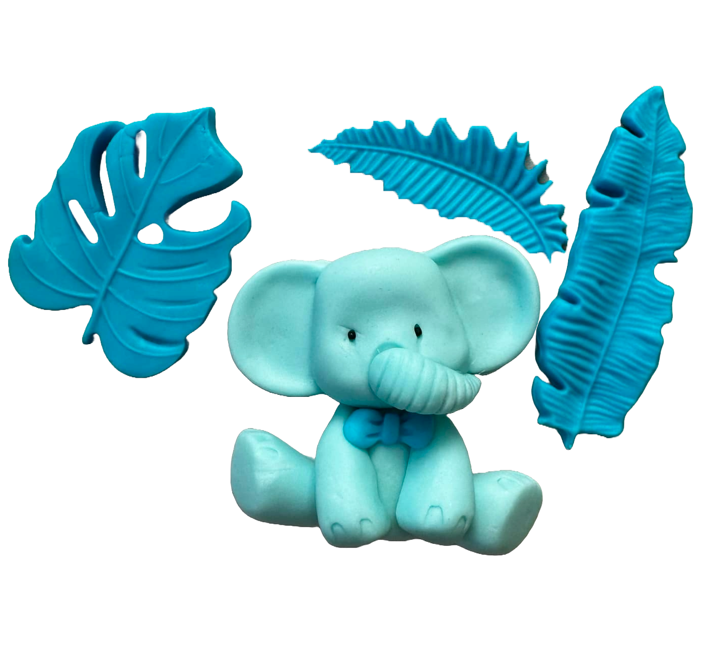 Set 4 decoratiuni comestibile din pasta de zahar, Botez, elefant, baieti Decoratiuni din Pasta de Zahar Naty Shop