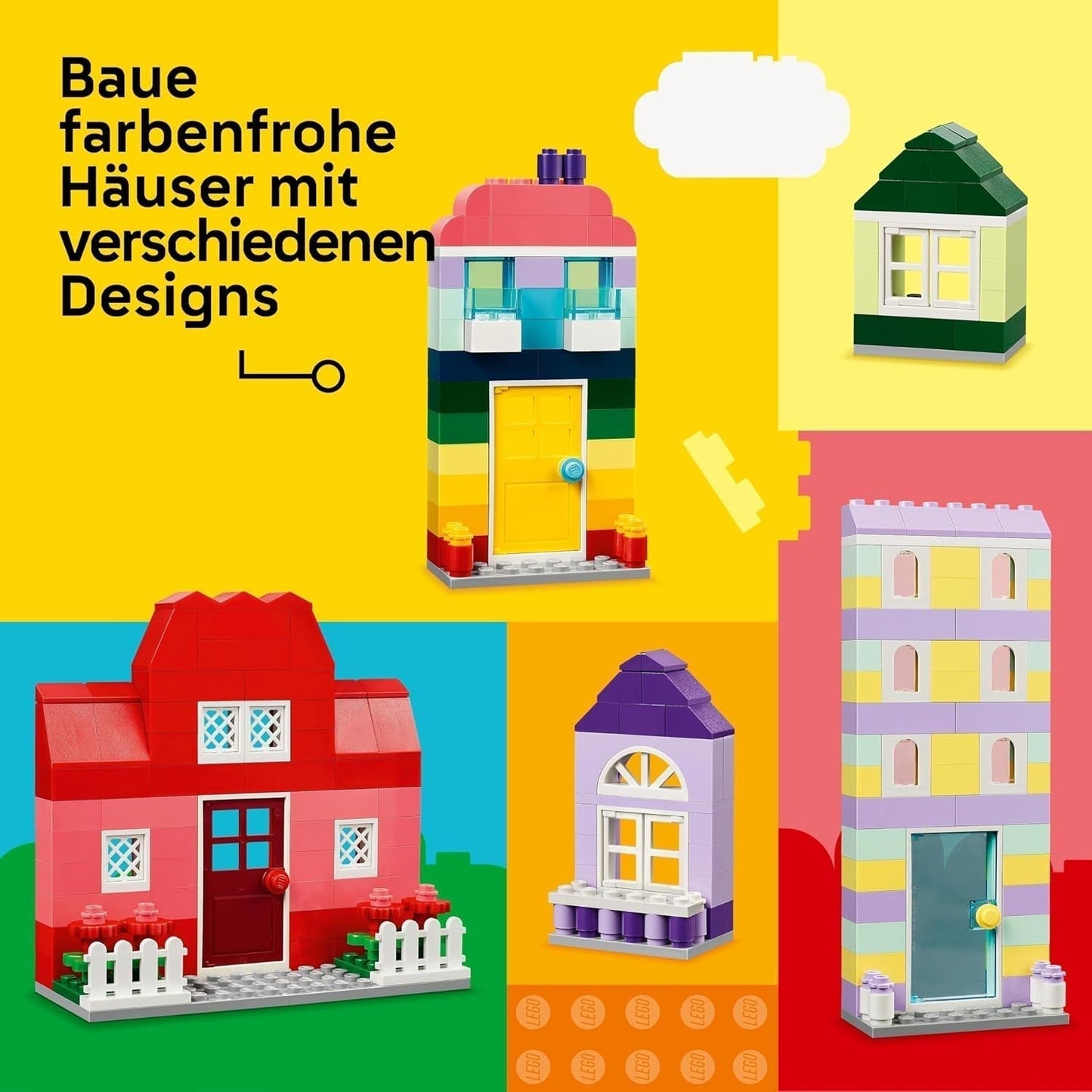LEGO Classic Creative Houses, set de cărămizi de construcție pentru copii, jucărie de construcție cu 850 de cărămizi, jucărie de construit case cu accesorii, cadou pentru băieți și fete de la 4 ani 11035 Seturi de constructie Besuche den LEGO-Store