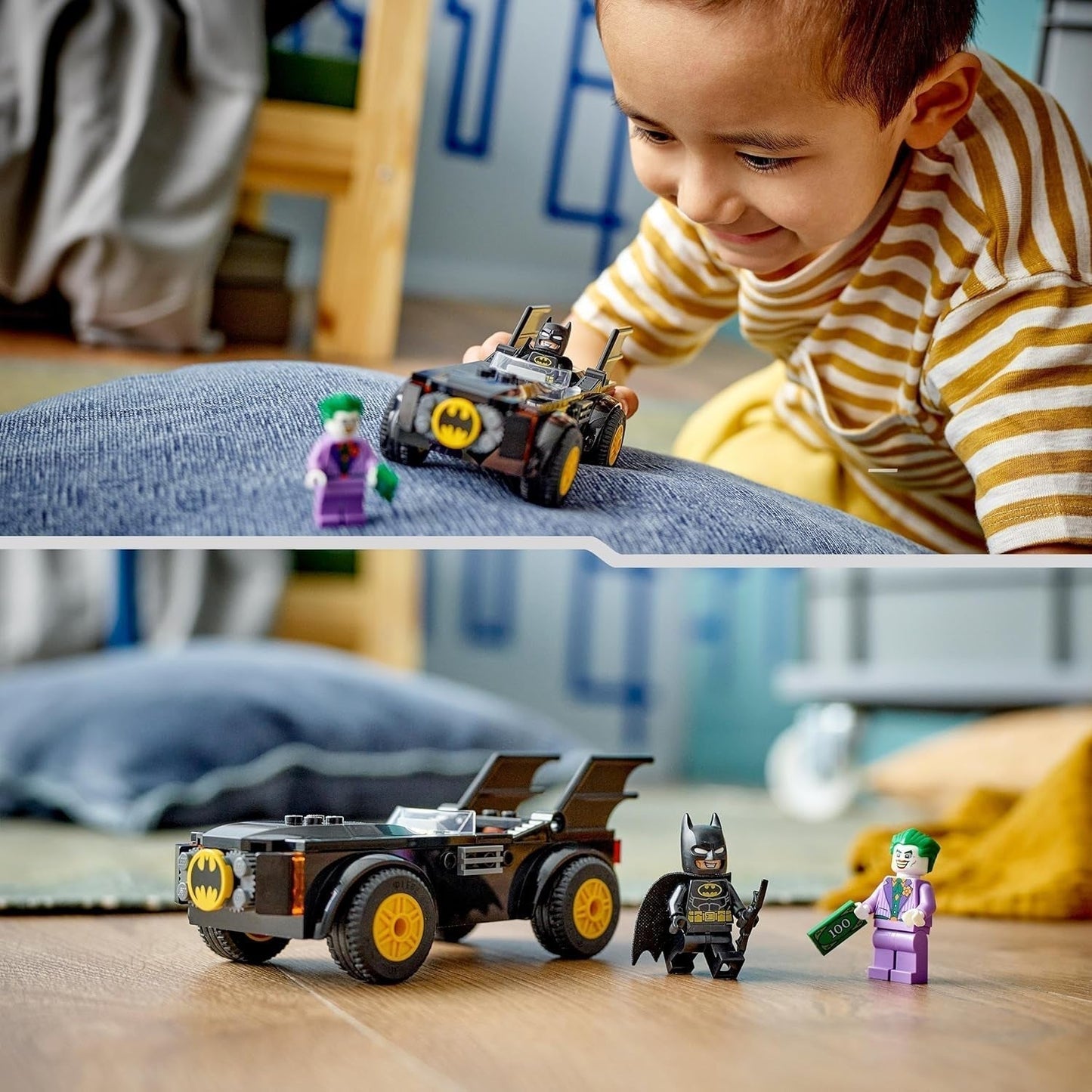 LEGO 76264 DC Chase in Batmobil: Batman Vs. Joker set de mașini de jucărie, Set de pornire pentru supereroi cu 2 minifigurine, Jucărie pentru copii preșcolari, băieți, fete cu vârsta peste 4 ani, Rapid de asamblat Seturi de constructie Besuche den LEGO-Store
