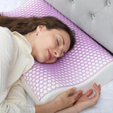 Pernă HOMCOM din spumă cu memorie, pernă pentru susținerea gâtului cu husă detașabilă, 2 înălțimi, ergonomică, pernă pentru gât responsivă 2S pentru diferite poziții de dormit, 60 x 40 cm, alb crem