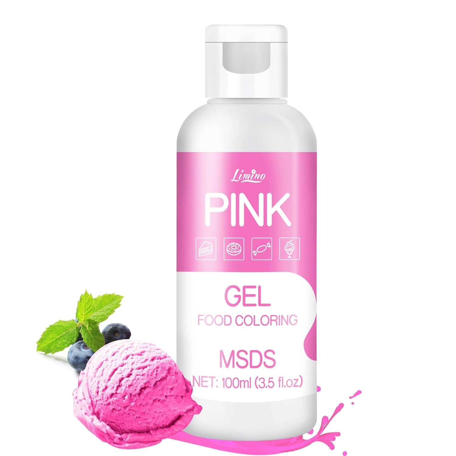 Colorant alimentar în gel - 100 ml, coloranți alimentari în gel pentru prăjituri, copt, fursecuri, macaroane - Colorant alimentar concentrat fără zahăr pentru decorarea torturilor, băuturi, ouă de Paște, slime DIY (alb)