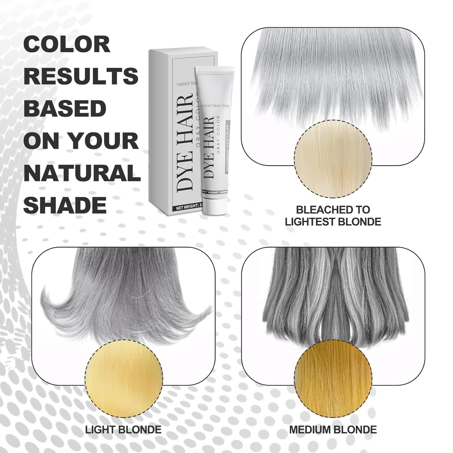 Vopsea de păr Grey Silver Vopsea de păr Silver Grey Vopsea de păr Silver Natural Unisex Vopsea de păr Light Gray Silver Color Cream pentru toate tipurile de păr（100ml） Vopsea pentru par Naty Shop
