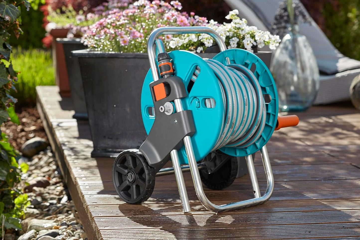 Set cărucior furtun Gardena CleverRoll S, suport furtun cu furtun, piese sistem, duză pulverizare (18502-20)