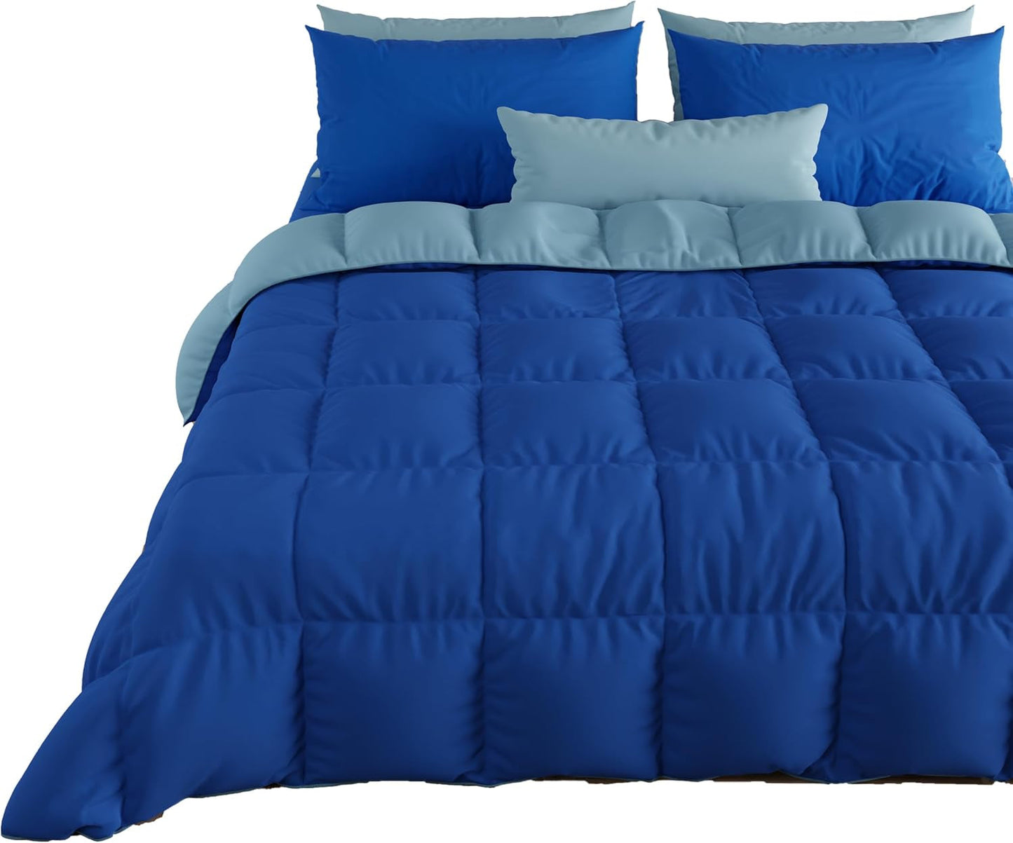 PETTI Artigiani Italiani - Cuvertură de iarnă pentru pat dublu, maxi, monocoloră, față-verso, alb, gri, 100% Made in Italy Plapumi si pilote Naty Shop Albastru Dimensiune pat 160X200: [Plapuma 240 X 260 Cm]