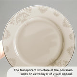 Karaca Elegance Bone Siena - set de veselă pentru 12 persoane, set modern de farfurii din porțelan, set de veselă cu boluri pentru supă, platou de servire, farfurii adânci, farfurii pentru desert - alb și auriu