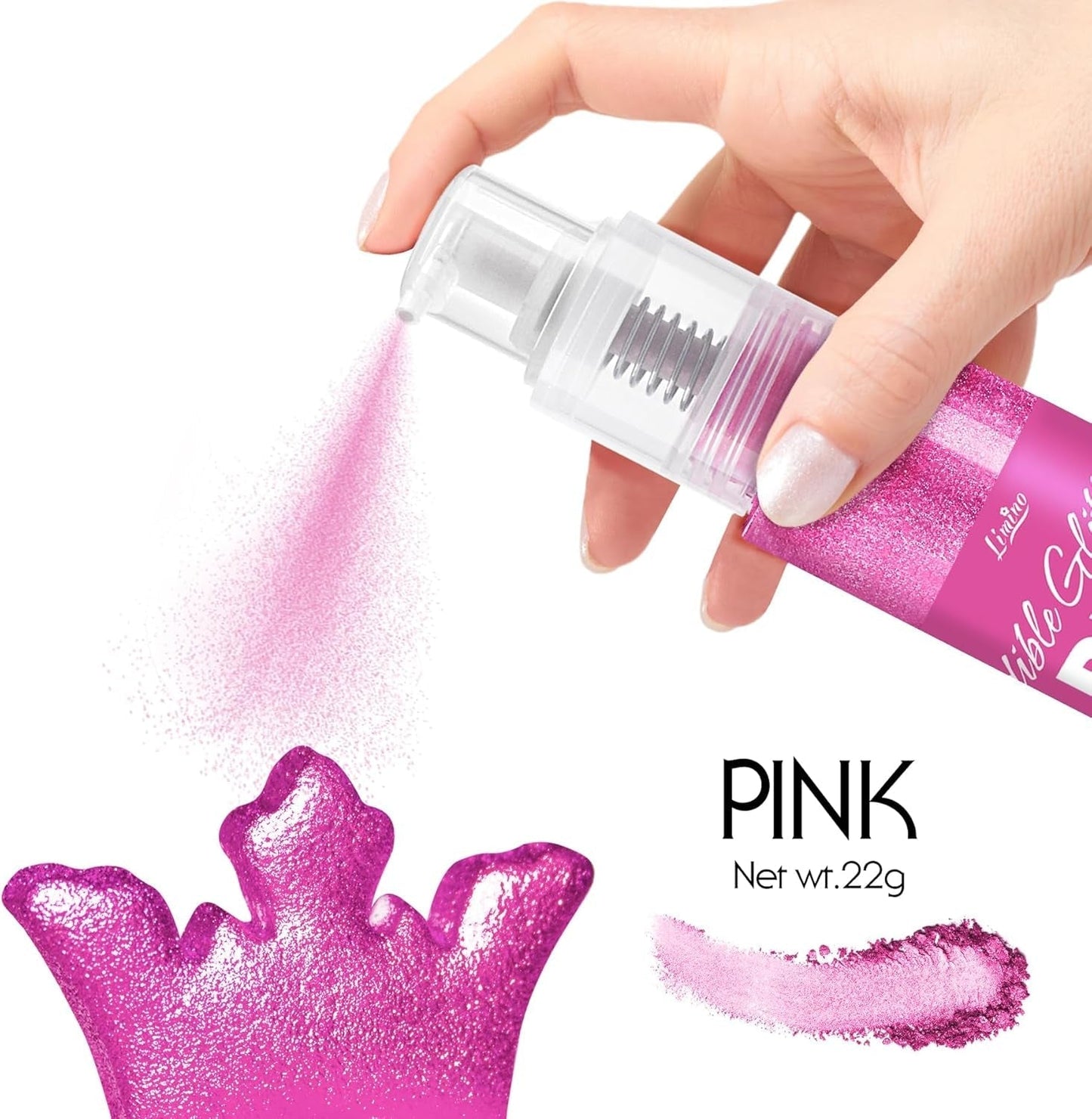 Spray cu sclipici comestibil - 22G sclipici alimentar, pudră cu sclipici comestibilă pentru băuturi, decorațiuni tort, macaroane - pudră cu sclipici colorant alimentar, sclipici comestibil pentru cocktailuri, brioșe (roz)