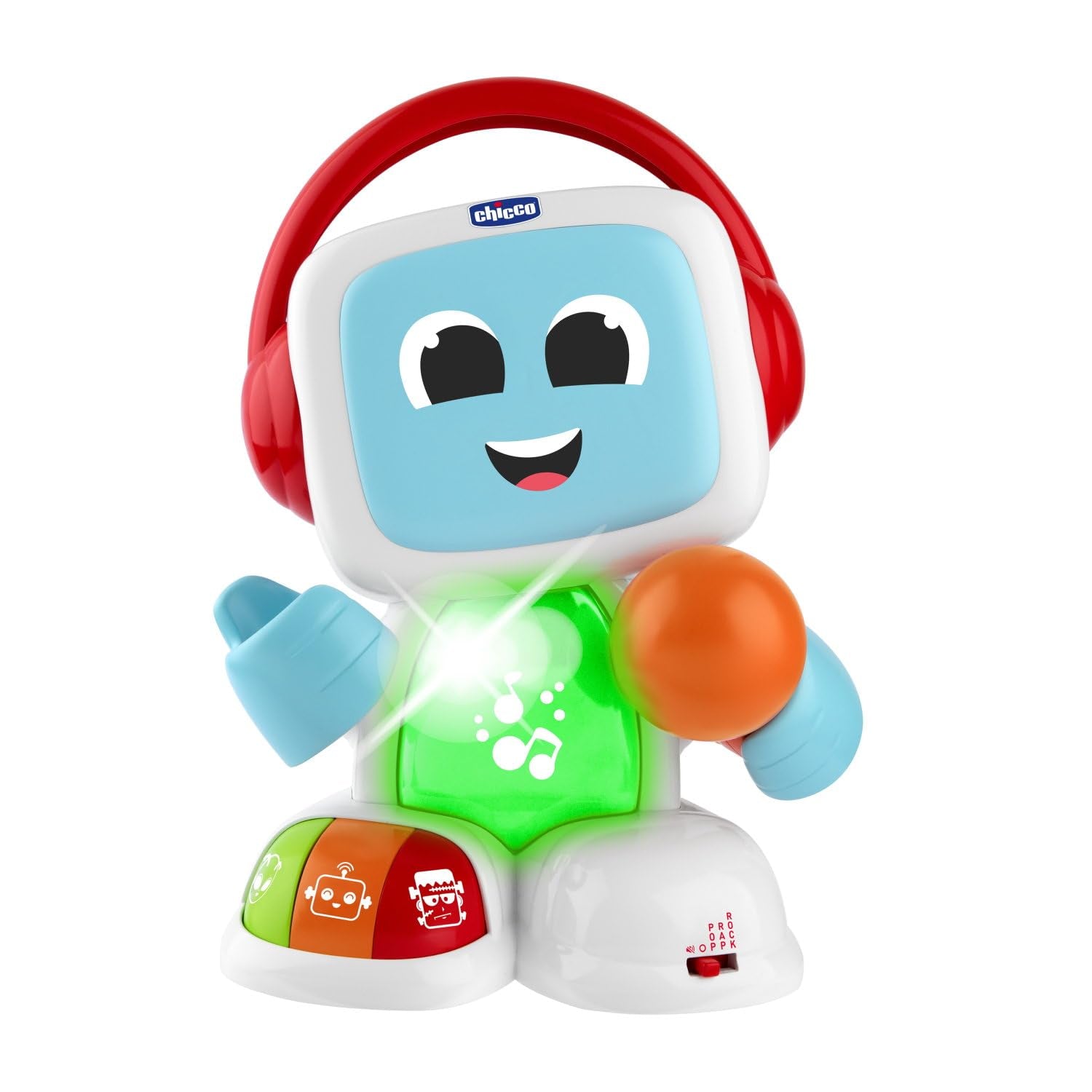 Chicco 00009820100000 Mi First set de tobe cu lumini și sunete, 3 moduri de redare instrument muzical cu baterie pentru copii, multicolor, Mare Jucarii Bebe Naty Shop Robit