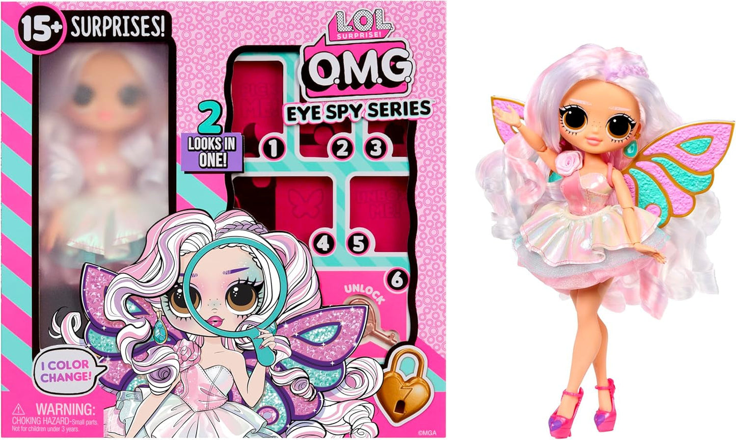 LOL Surprise! Seria OMG Eye Spy - Zână – Include 1 păpușă cu ținută și accesorii, rezolvare de puzzle-uri și descoperire surpriză, 4 păpuși de colecție
