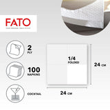 , Șervețele de hârtie de unică folosință, ideale pentru aperitive și cocktailuri, pachet de 100 de șervețele, dimensiune 24X24, pliate 4 ori, 2 straturi, albe, 100% hârtie din celuloză pură, certificate Fsc (pachet de 6)