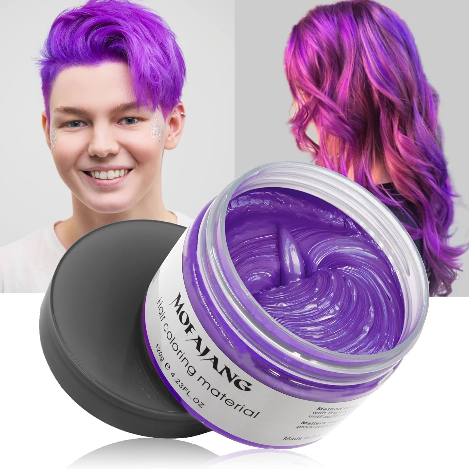 Culoare temporară a părului, Styling Hair Tone pentru bărbați femei, Pomadă pentru coafură naturală, Ceară pentru vopsirea părului pentru petreceri, Cosplay și Halloween, 4.23 oz (Silver Grey) Vopsea pentru par Naty Shop 5 Violet
