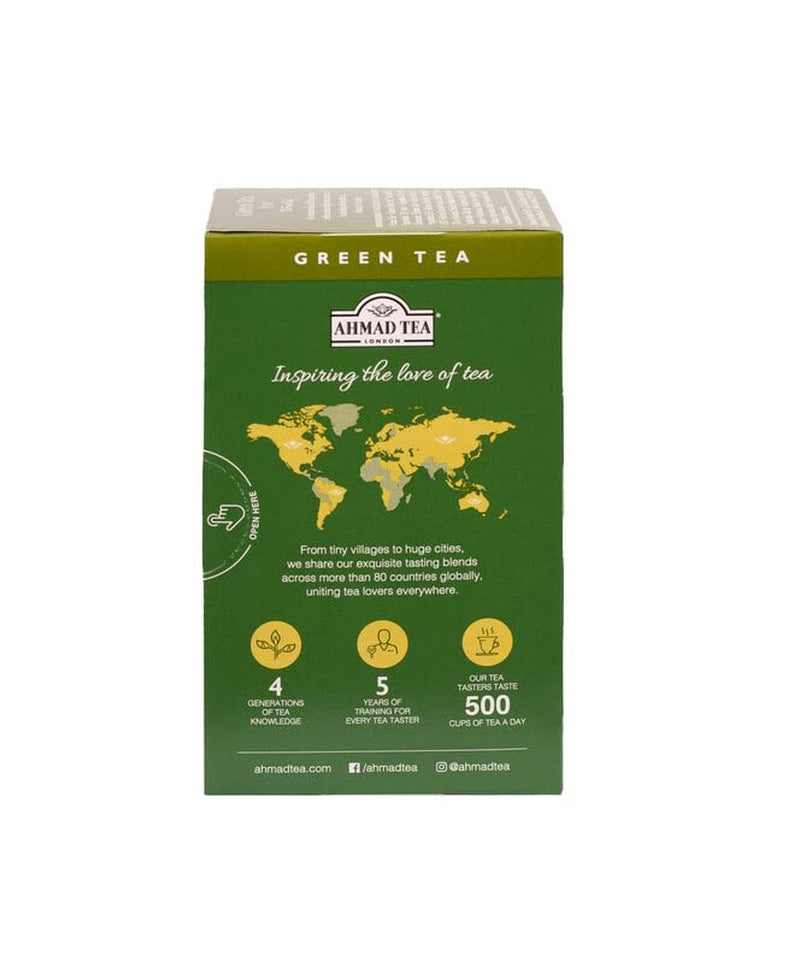 Ahmad Tea - Ceai verde - Pliculețe de ceai ambalate individual, cu aromă sigilată, cu 2 g de ceai per porție - 20 pliculețe de ceai cu bandă (pachet cu 2)
