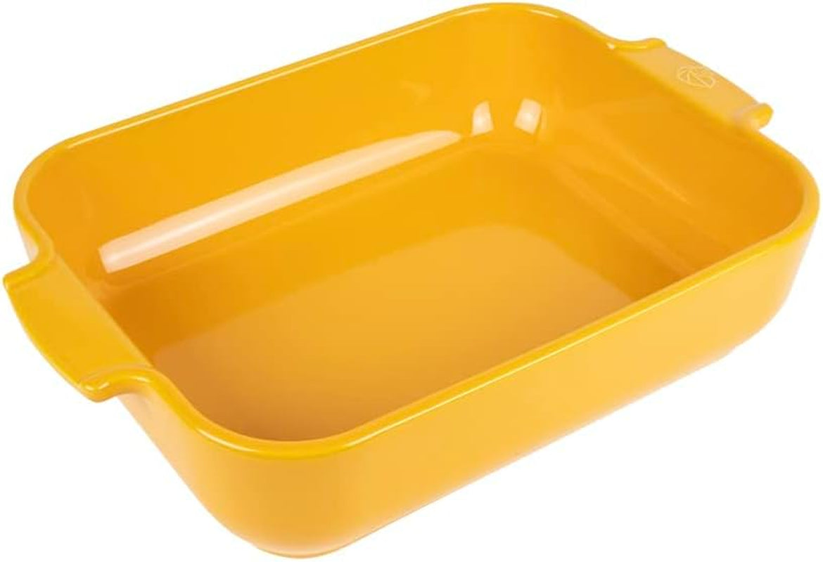 Peugeot Appolia Rechteckige Auflaufform Mit Griffen, Keramik, Schiefer / Grau, 8,3X40,5X27,2 Cm, Fassungsvermögen: Ca. 4 L, 60022 Matrite si tavi pentru copt Naty Shop Safrangelb