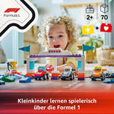LEGO DUPLO Town F1 Team Race Cars With Racers, jucărie de construit pentru întreaga familie, experiență de joacă imaginativă, cadou de ziua de naștere pentru copii mici, băieți și fete de la 2 ani 10445 Seturi de constructie Besuche den LEGO-Store