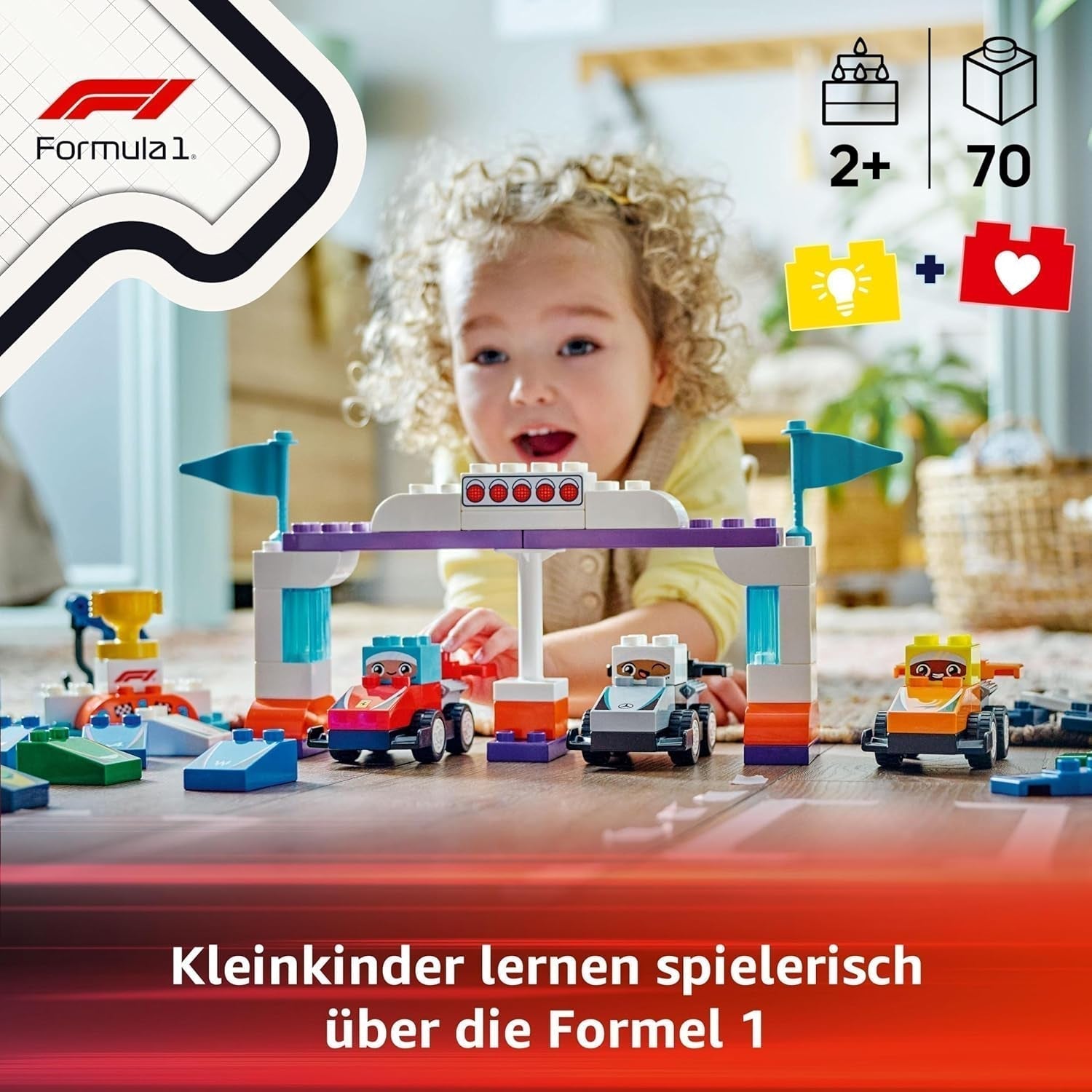 LEGO DUPLO Town F1 Team Race Cars With Racers, jucărie de construit pentru întreaga familie, experiență de joacă imaginativă, cadou de ziua de naștere pentru copii mici, băieți și fete de la 2 ani 10445 Seturi de constructie Besuche den LEGO-Store