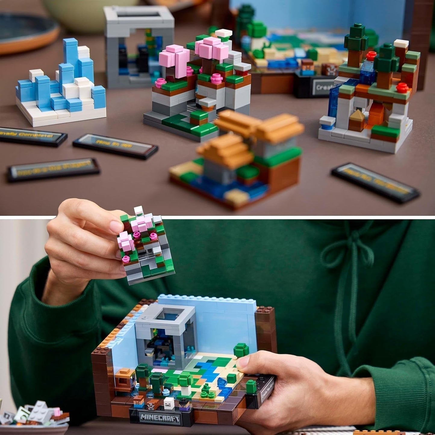 Set de construcție LEGO Minecraft The Workbench, set de jocuri video cu 8 figuri, inclusiv Steve, Alex, creaturi și biome, model aniversar 15, idee de cadou pentru adulți, bărbați și femei 21265 Seturi de constructie Besuche den LEGO-Store