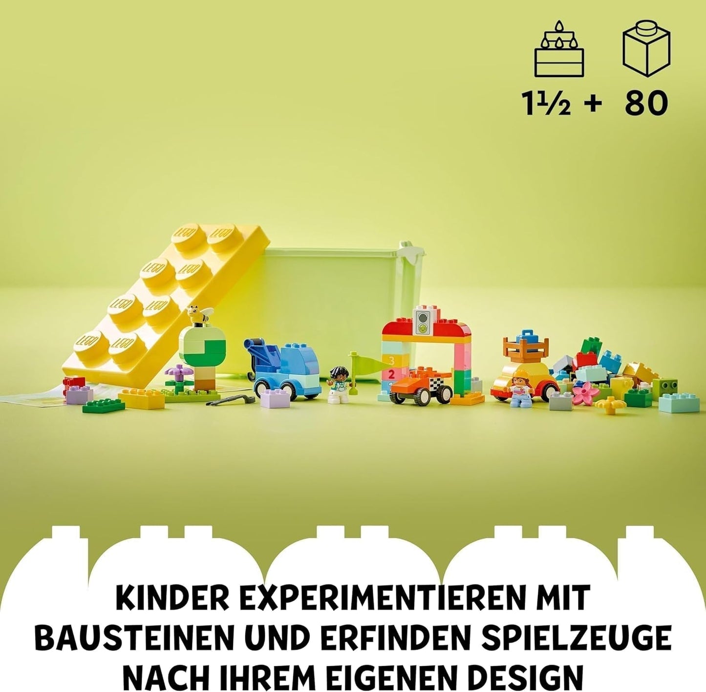 LEGO DUPLO Classic Brick Box Cars And Trucks, set de joacă cu vehicule pentru copii de la 1,5 ani, jucărie de învățare creativă, jucărie pentru mașini și set de mașini de curse 10439 Seturi de constructie Besuche den LEGO-Store