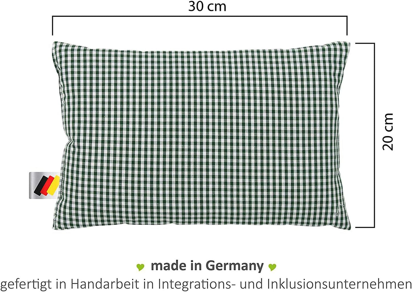 Gözze - Pernă parfumată cu ierburi, umplutură din amestec de ierburi 200G, capac din bumbac 100%, 30 X 20 Cm - Verde carouri Perne standard Naty Shop