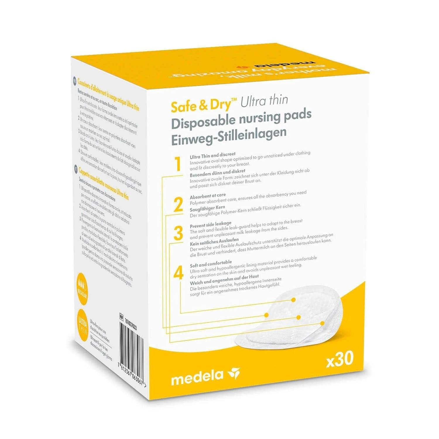 MEDELA Safe & Dry Einweg-Stilleinlagen, Ultradünn, Einzeln Verpackt, 30 Stück Accesorii Hrana si Alaptare Bebe Naty Shop