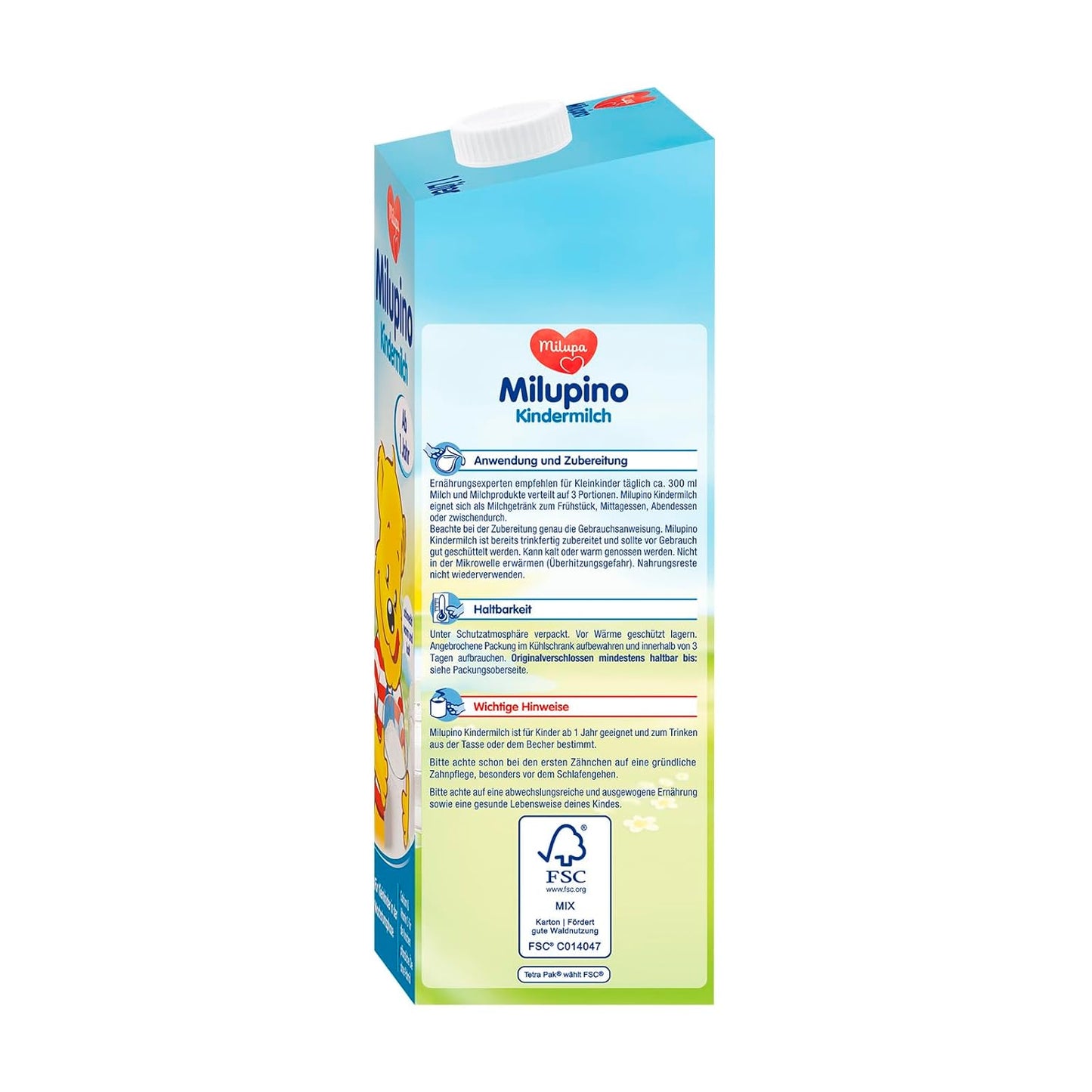 Lapte pentru copii Milupino gata de băut (6X1L), de la 1 an, pentru copiii mici în faza de creștere Naty Shop