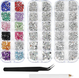 Harz Strasssteine 4200Pcs Strass Kristalle 1Mm-5Mm Gemischte Kinder Bastelsachen Kit Mit Strass Mit Picking Pinzette Und Stift Für DIY Nägel Kleidung Kunsthandwerk Gemischt Becher Party (A)