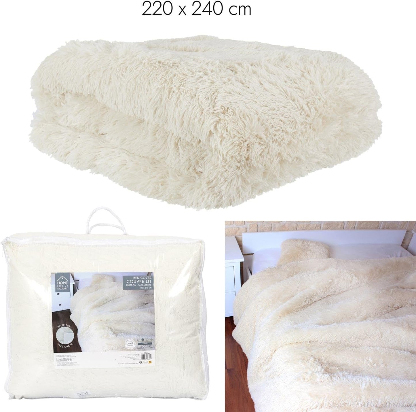 HOME DECO FACTORY Plapumă cu păr lung, 220Cm X 240Cm, bej Plapumi si pilote Naty Shop